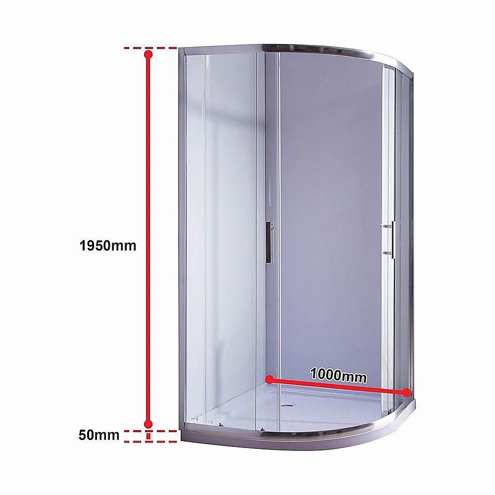 100 x 100cm Rounded Sliding 6mm Curved Shower Screen with Base in Chrome