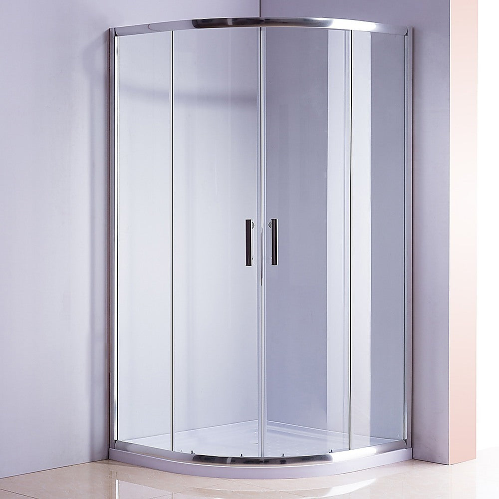 Shower Heads & Screens: 90 x 90cm Rounded Sliding 6mm Curved Shower Screen with Base in Chrome