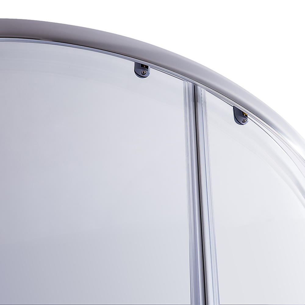 Shower Heads & Screens: 90 x 90cm Rounded Sliding 6mm Curved Shower Screen with Base in Chrome