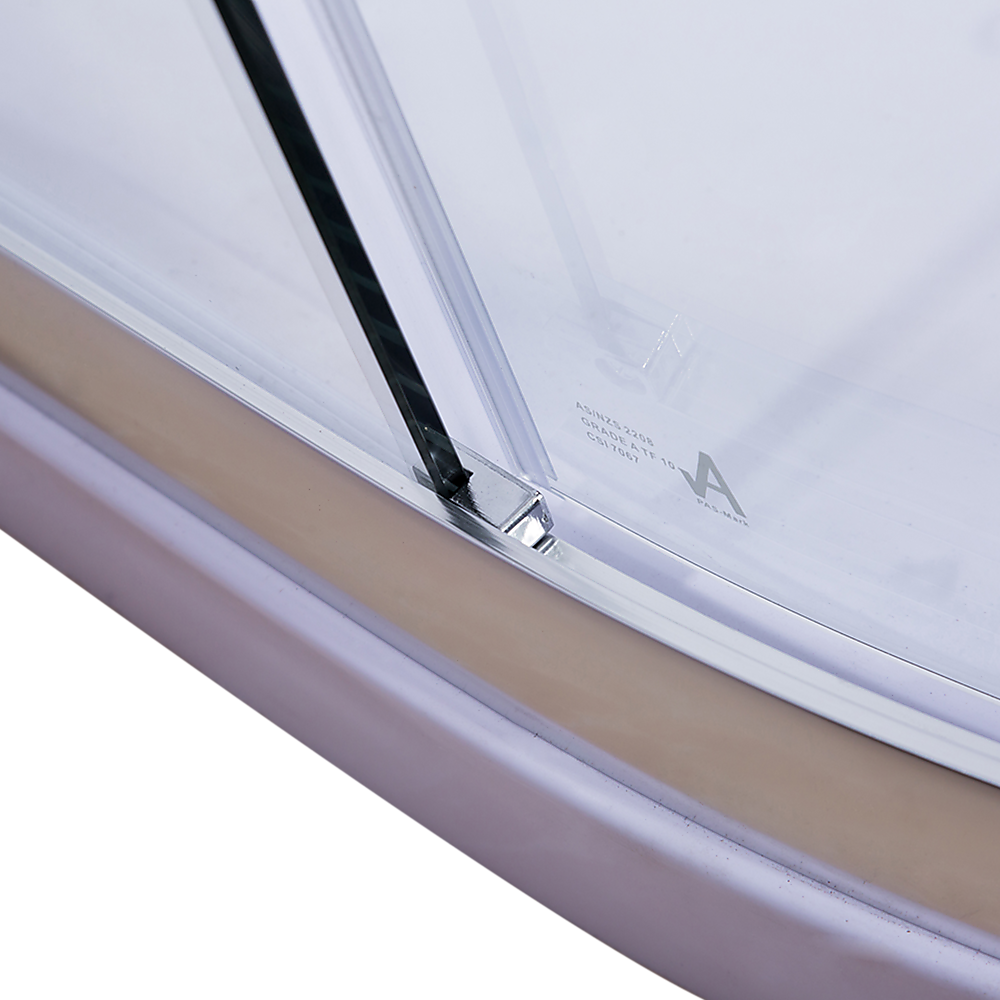 Shower Heads & Screens: 90 x 90cm Rounded Sliding 6mm Curved Shower Screen with Base in Chrome