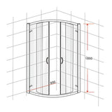 90 x 90cm Rounded Sliding 6mm Curved Shower Screen with Base in Chrome