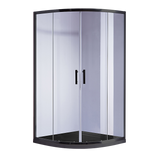90 x 90cm Rounded Sliding 6mm Curved Shower Screen with Base in Black