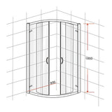 90 x 90cm Rounded Sliding 6mm Curved Shower Screen with Base in Black