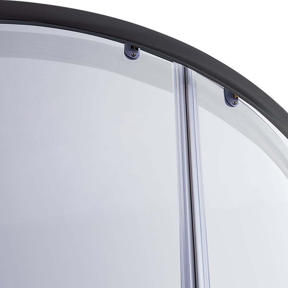 Shower Heads & Screens: 100 x 100cm Rounded Sliding 6mm Curved Shower Screen with Base in Black