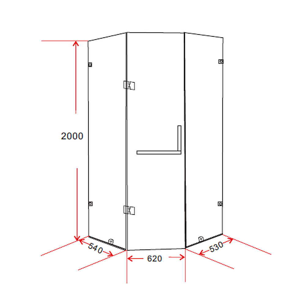 Shower Heads & Screens: 1000 x 1000mm Frameless 10mm Glass Shower Screen By Della Francesca