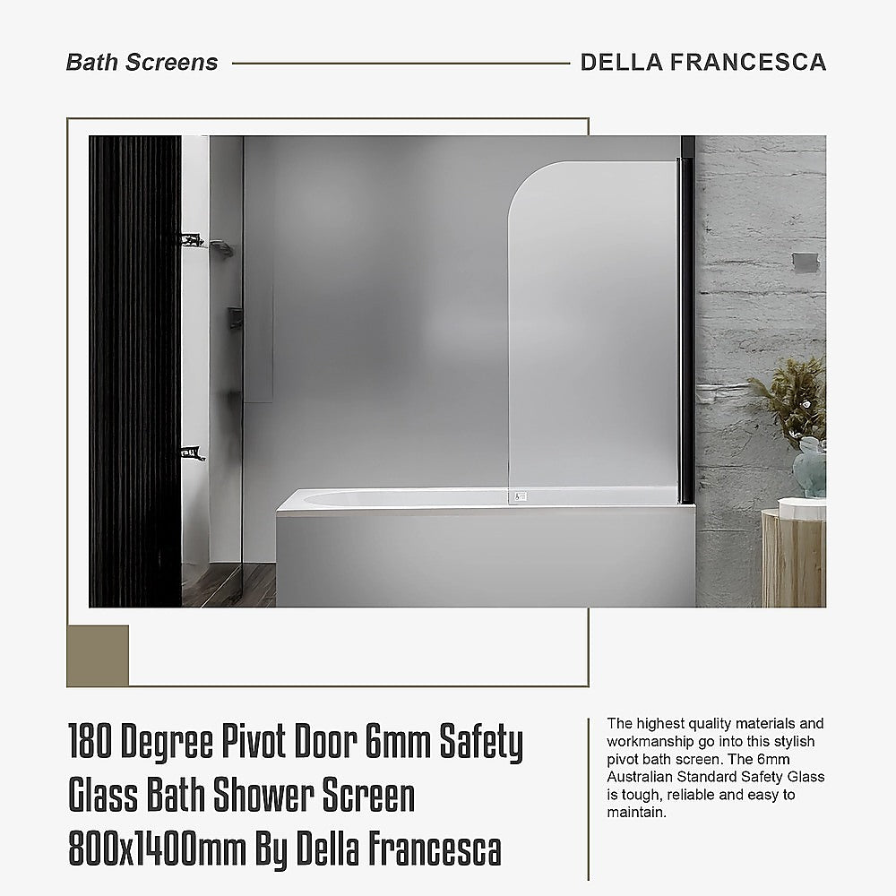 Shower Heads & Screens: 180 Degree Pivot Door 6mm Safety Glass Bath Shower Screen 800x1400mm By Della Francesca