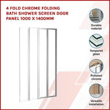 Shower Heads & Screens: 4 Fold Chrome Folding Bath Shower Screen Door Panel 1000 x 1400mm