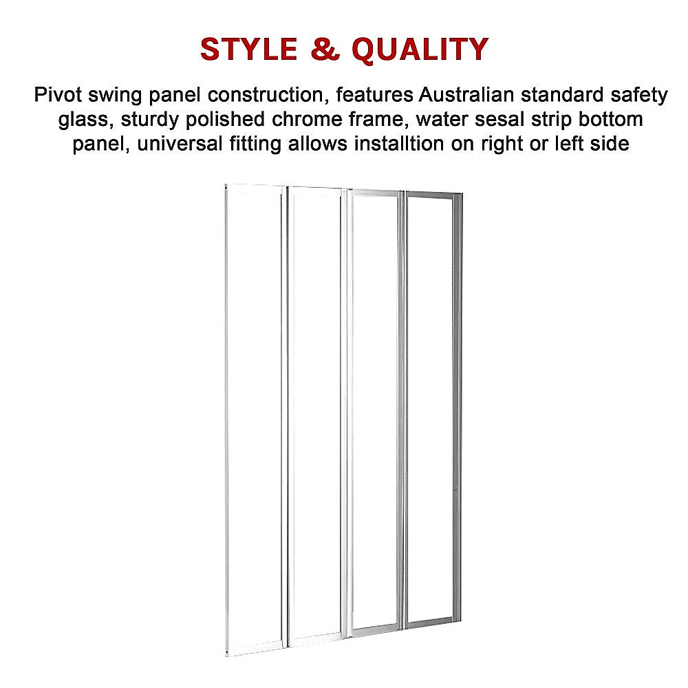 Shower Heads & Screens: 4 Fold Chrome Folding Bath Shower Screen Door Panel 1000 x 1400mm