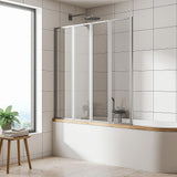 Shower Heads & Screens: 4 Fold Chrome Folding Bath Shower Screen Door Panel 1000 x 1400mm