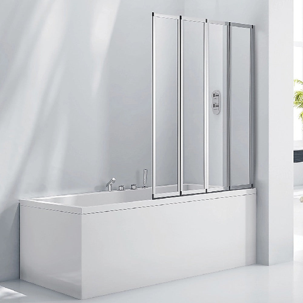 Shower Heads & Screens: 4 Fold Chrome Folding Bath Shower Screen Door Panel 1000 x 1400mm