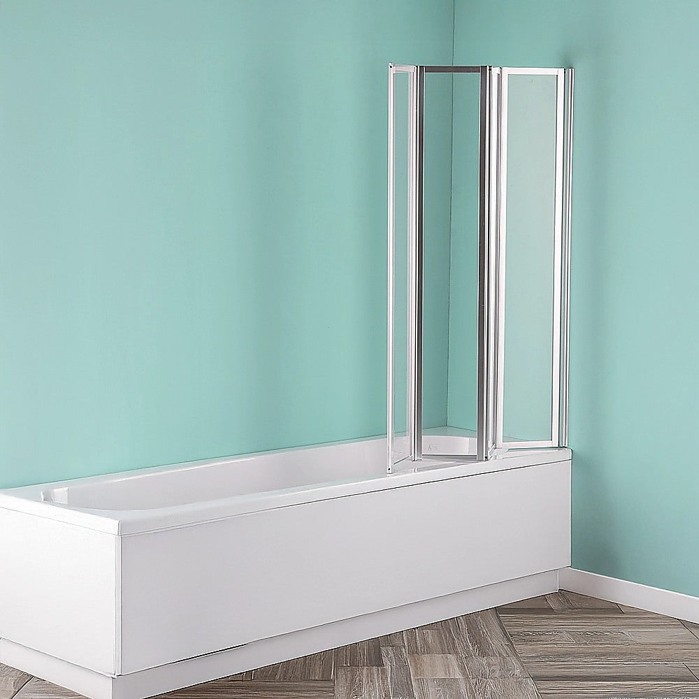 Shower Heads & Screens: 4 Fold Chrome Folding Bath Shower Screen Door Panel 1000 x 1400mm