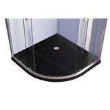 90 x 90cm Chrome Rounded Sliding 6mm Curved Shower Screen with Black Base
