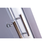 90 x 90cm Chrome Rounded Sliding 6mm Curved Shower Screen with Black Base