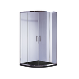 90 x 90cm Chrome Rounded Sliding 6mm Curved Shower Screen with Black Base