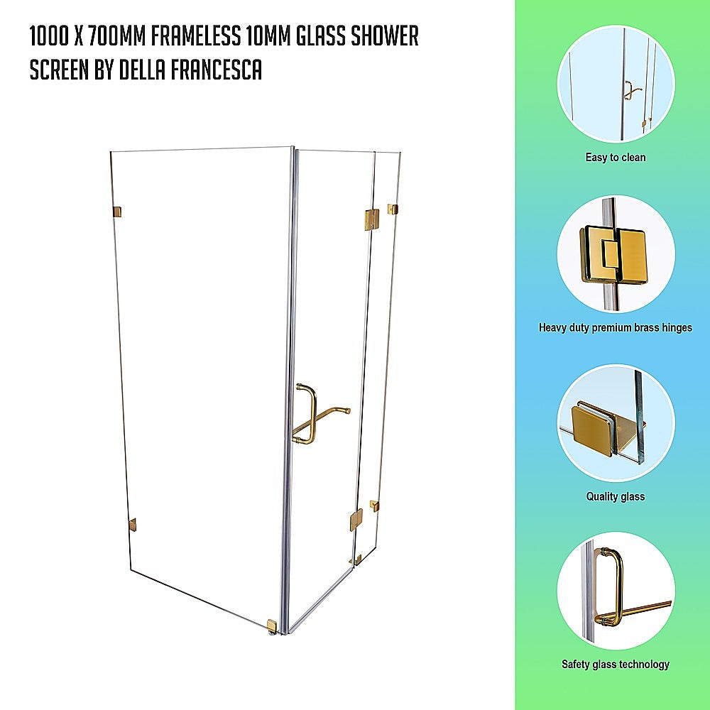 Shower Heads & Screens: 1000 x 700mm Frameless 10mm Glass Shower Screen By Della Francesca