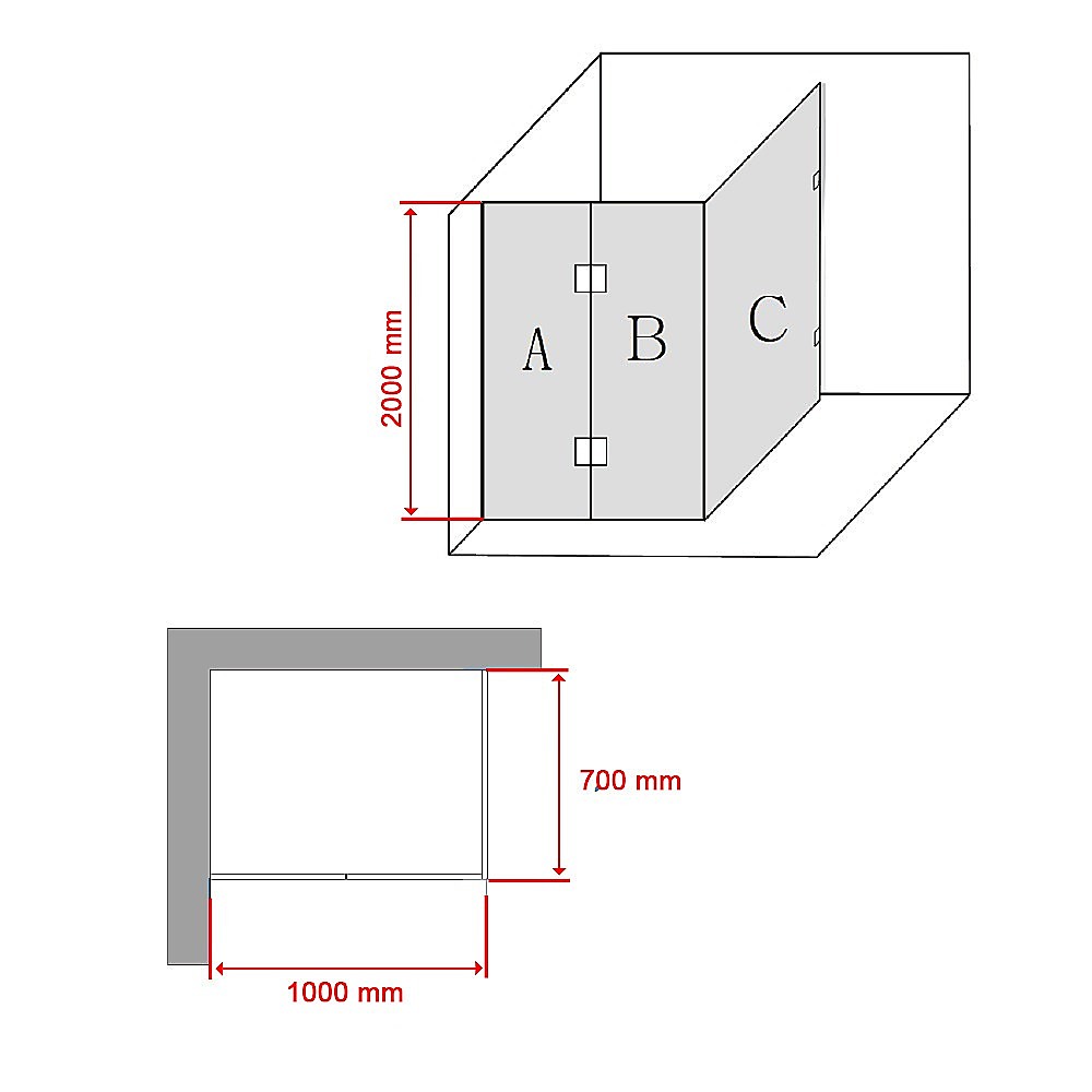 Shower Heads & Screens: 1000 x 700mm Frameless 10mm Glass Shower Screen By Della Francesca