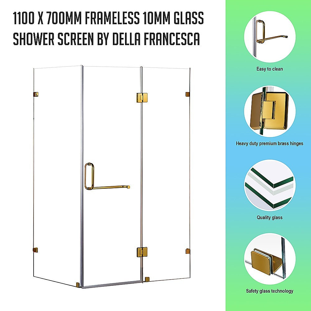 Shower Heads & Screens: 1100 x 700mm Frameless 10mm Glass Shower Screen By Della Francesca