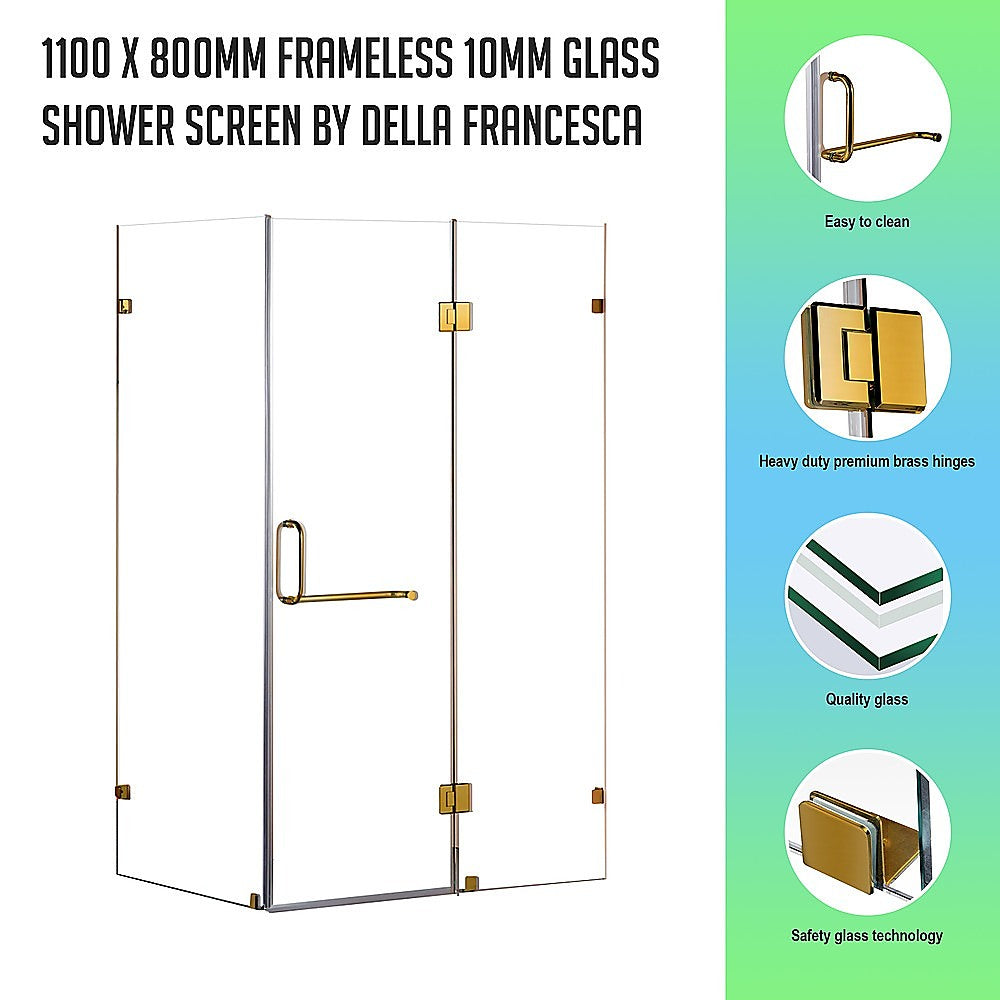 Shower Heads & Screens: 1100 x 800mm Frameless 10mm Glass Shower Screen By Della Francesca