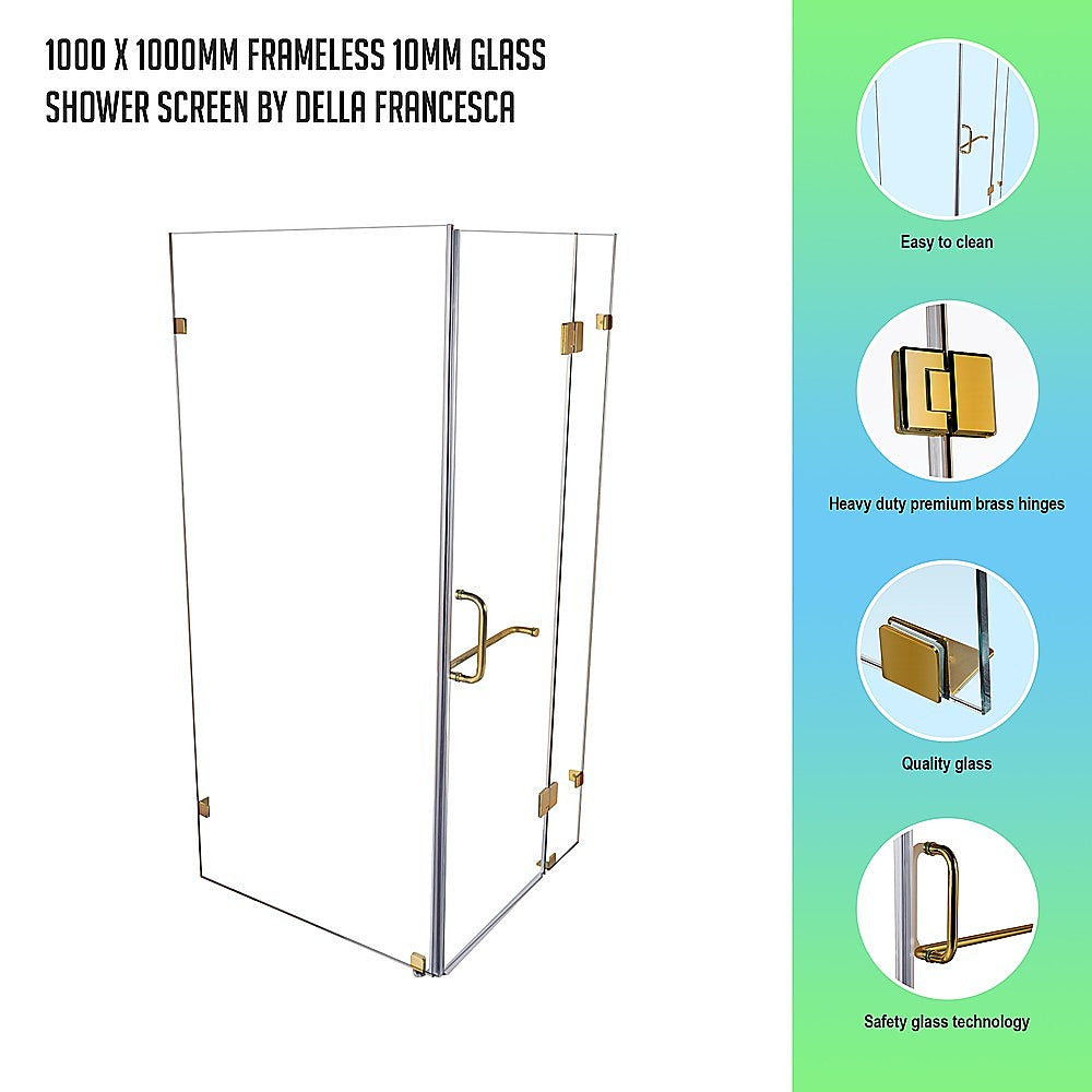 Shower Heads & Screens: 1000 x 1000mm Frameless 10mm Glass Shower Screen By Della Francesca