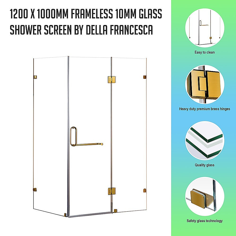 Shower Heads & Screens: 1200 x 1000mm Frameless 10mm Glass Shower Screen By Della Francesca