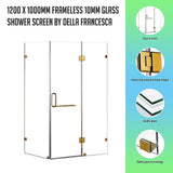 1200 x 1000mm Frameless 10mm Glass Shower Screen By Della Francesca