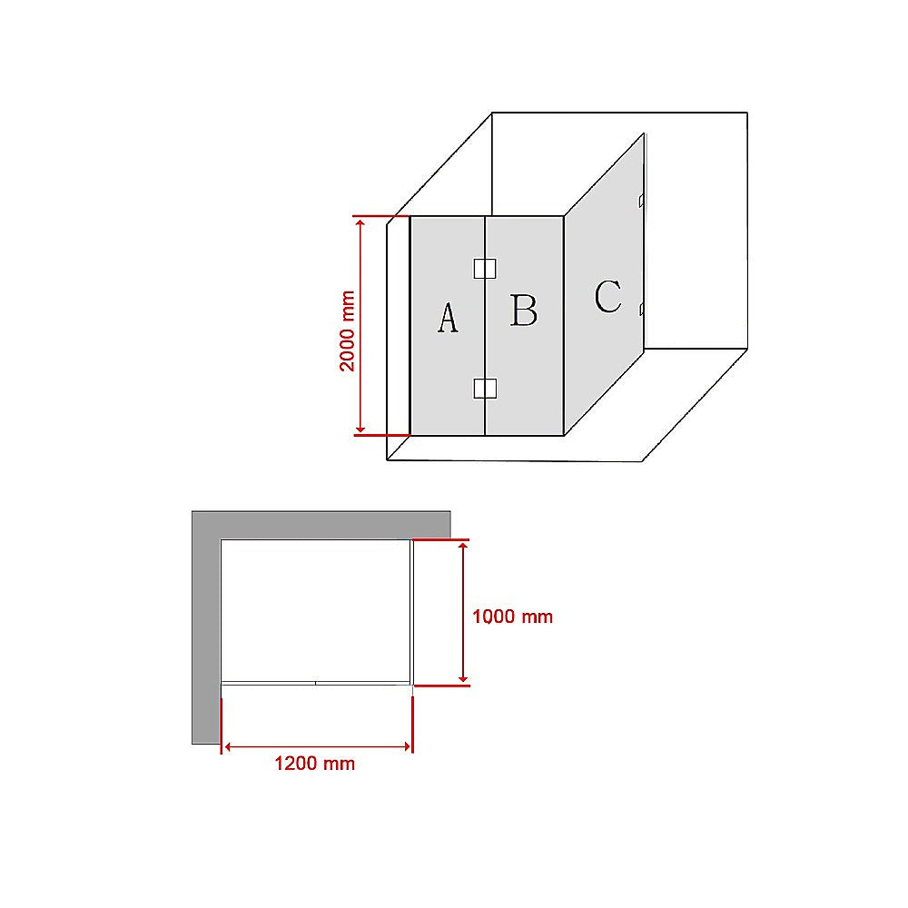 Shower Heads & Screens: 1200 x 1000mm Frameless 10mm Glass Shower Screen By Della Francesca