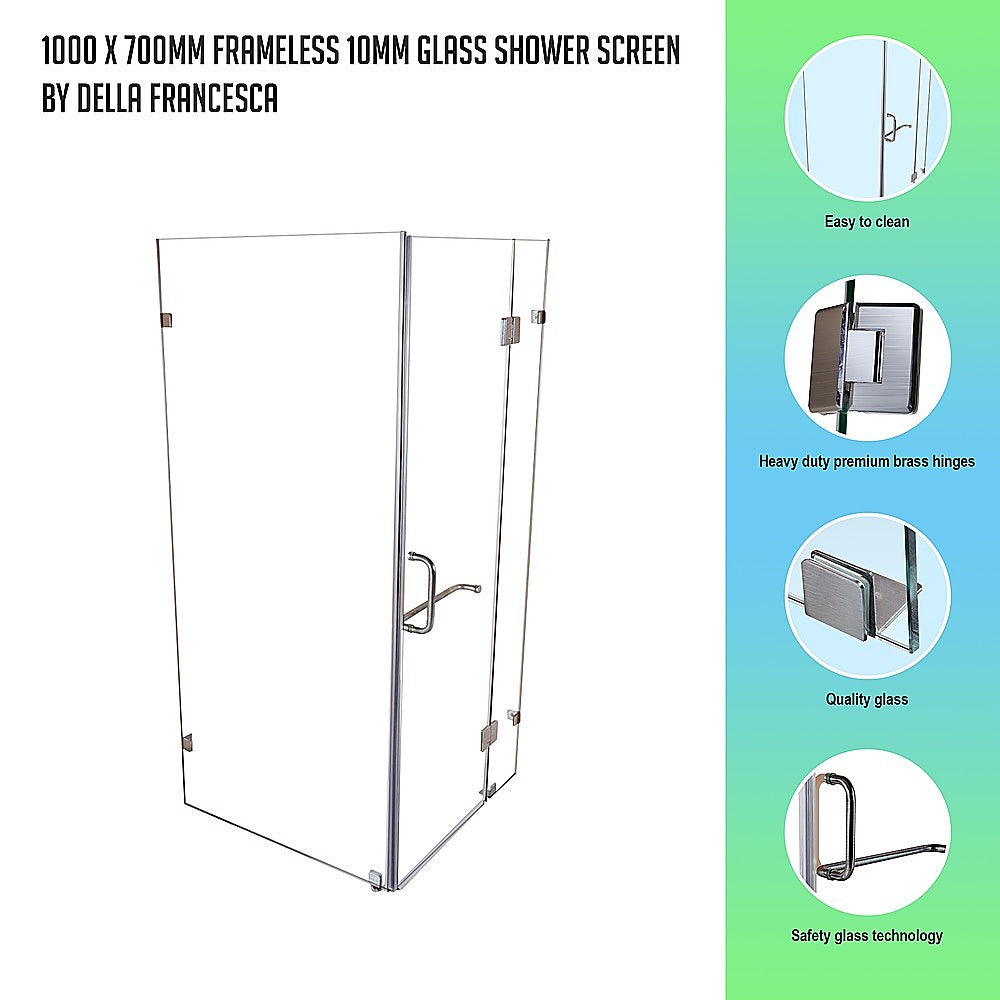 Shower Heads & Screens: 1000 x 700mm Frameless 10mm Glass Shower Screen By Della Francesca