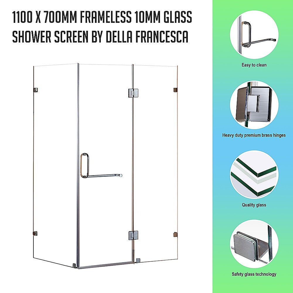 Shower Heads & Screens: 1100 x 700mm Frameless 10mm Glass Shower Screen By Della Francesca