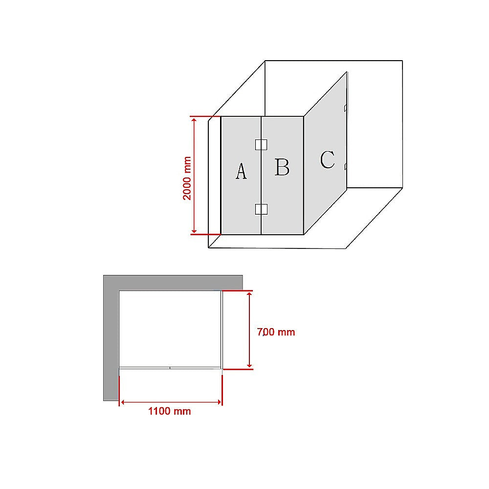 Shower Heads & Screens: 1100 x 700mm Frameless 10mm Glass Shower Screen By Della Francesca