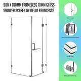 900 x 100mm Frameless 10mm Glass Shower Screen By Della Francesca
