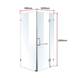 1000 x 900mm Frameless 10mm Glass Shower Screen By Della Francesca