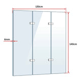 3 Fold Chrome Folding Bath Shower Screen Door Panel 1300mm x 1400mm