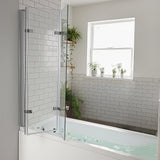 3 Fold Chrome Folding Bath Shower Screen Door Panel 1300mm x 1400mm