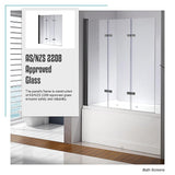 3 Fold Black Folding Bath Shower Screen Door Panel 1300mm x 1400mm