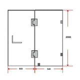 120 x 200cm Wall to Wall Frameless Shower Screen 10mm Glass By Della Francesca