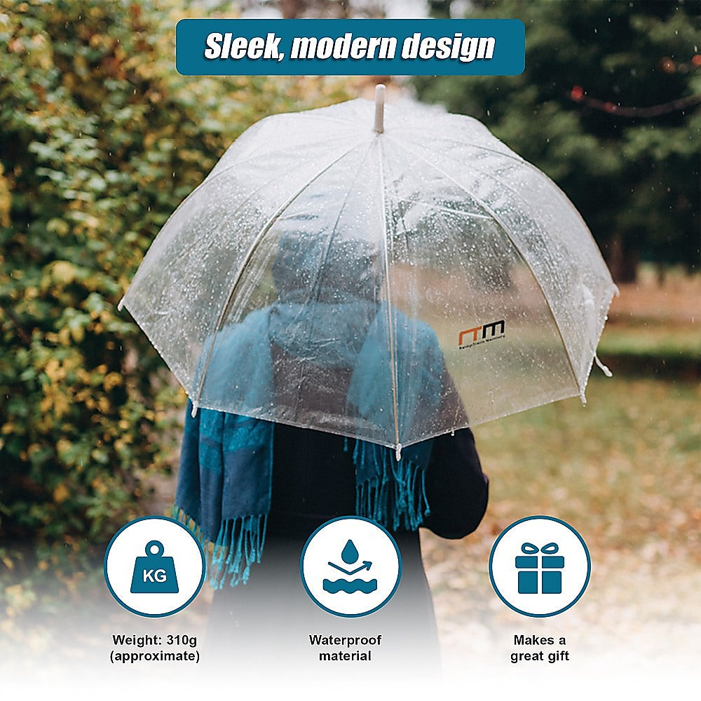 Canopies & Gazebos: 5x Clear Transparent Rain Walking Umbrella Parasol PVC Dome Wedding Party Favour