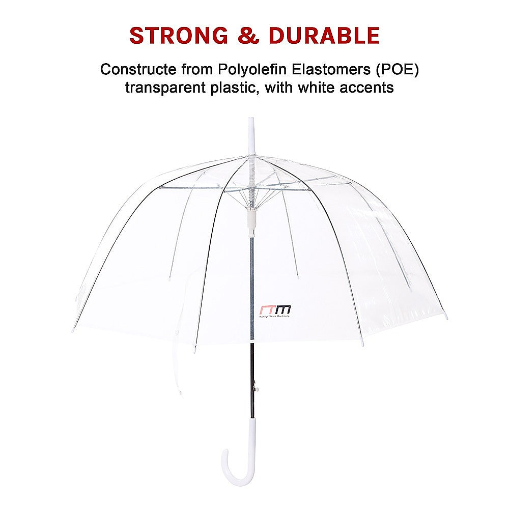 Canopies & Gazebos: 5x Clear Transparent Rain Walking Umbrella Parasol PVC Dome Wedding Party Favour