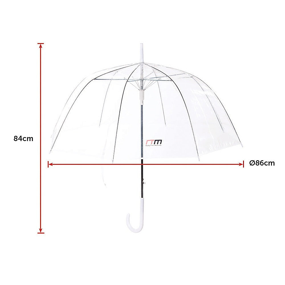 Canopies & Gazebos: 5x Clear Transparent Rain Walking Umbrella Parasol PVC Dome Wedding Party Favour