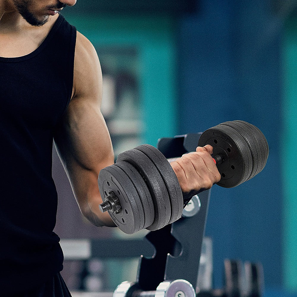 Weightlifting Machines & Racks: 20kg Dumbbell Set Home Gym Fitness Exercise Weights Bar Plate