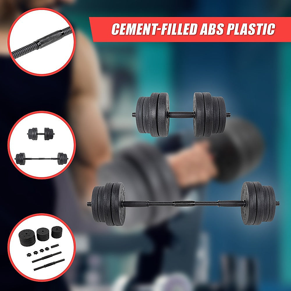 Weightlifting Machines & Racks: 20kg Dumbbell Set Home Gym Fitness Exercise Weights Bar Plate