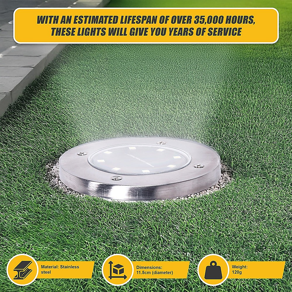 Gardening Accessories: 12x Solar Powered LED Buried Inground Recessed Light Garden Outdoor Deck Path