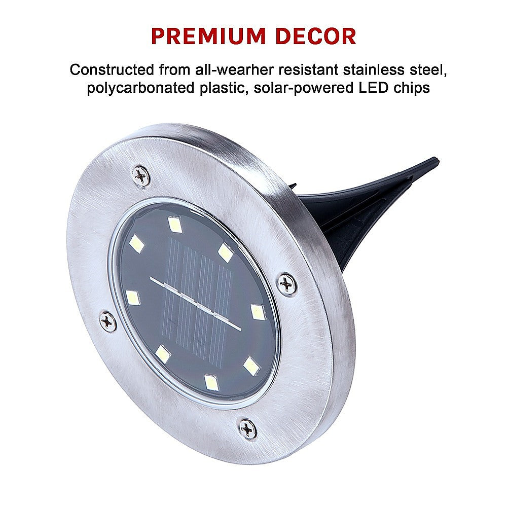 Gardening Accessories: 12x Solar Powered LED Buried Inground Recessed Light Garden Outdoor Deck Path