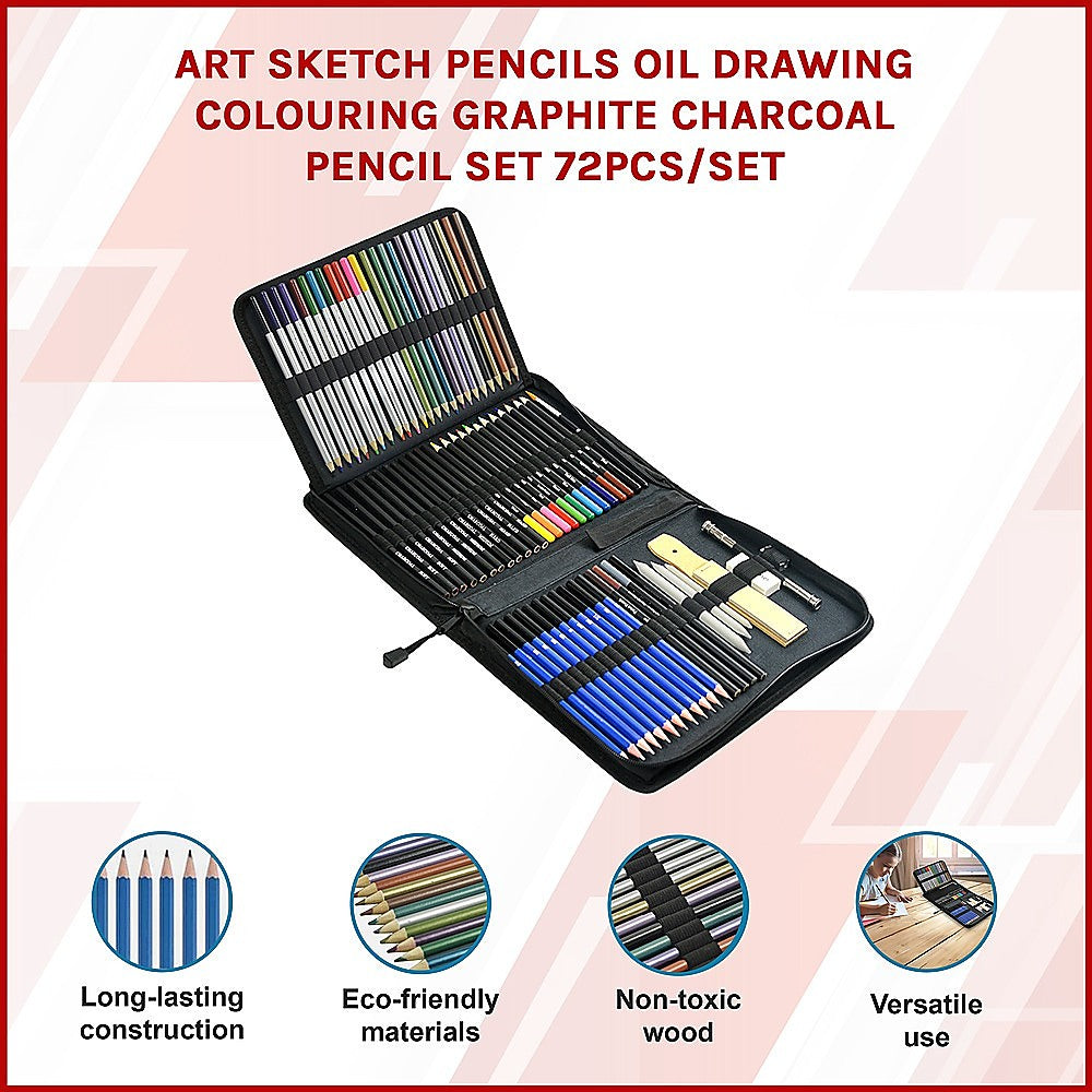 Arts & Crafts: Art Sketch Pencils Oil Drawing Colouring Graphite Charcoal Pencil Set 72pcs/set