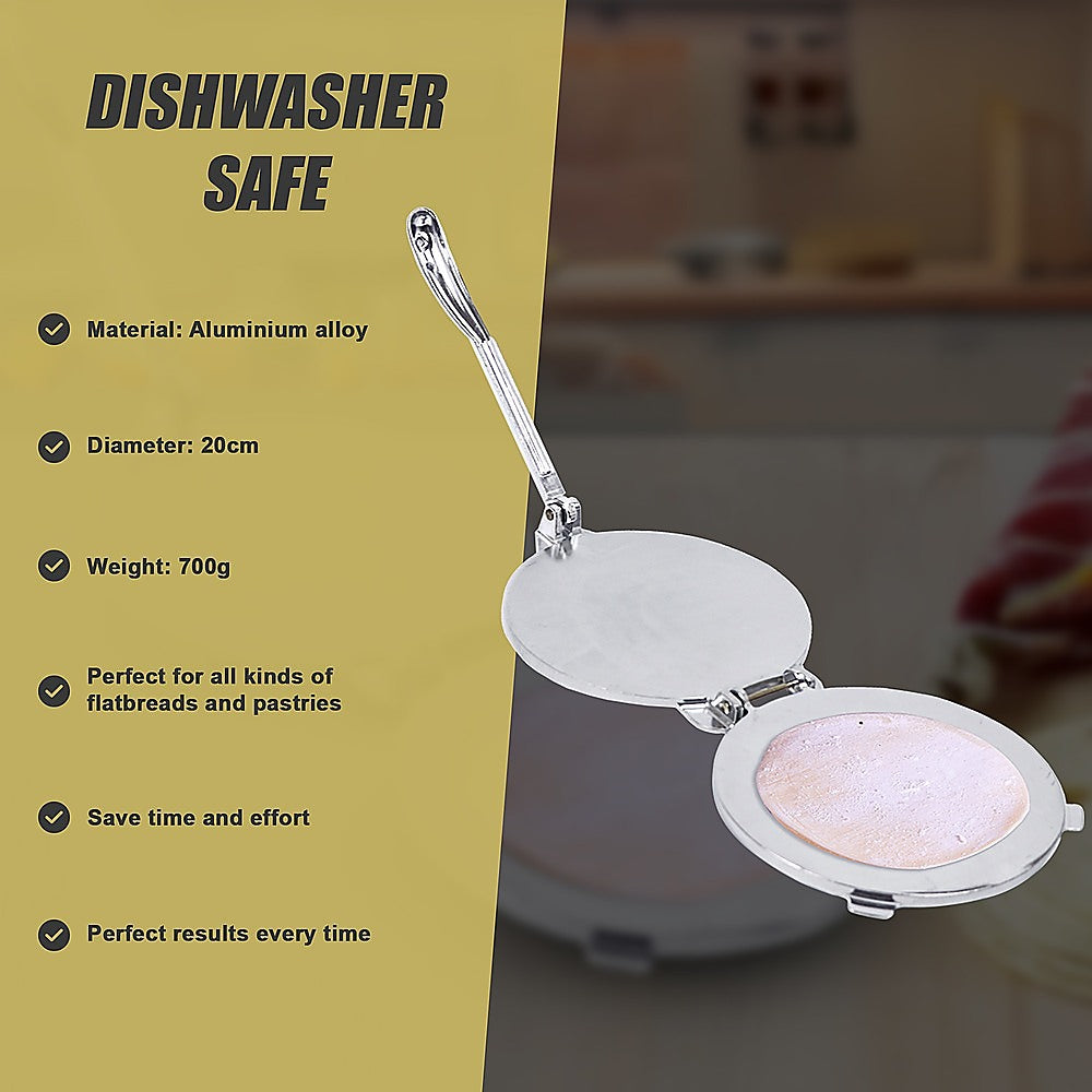 Kitchen Utensils: 20cm Premium Tortilla Press Flat Bread Maker Taco Roti Chapati Health Food Pastry