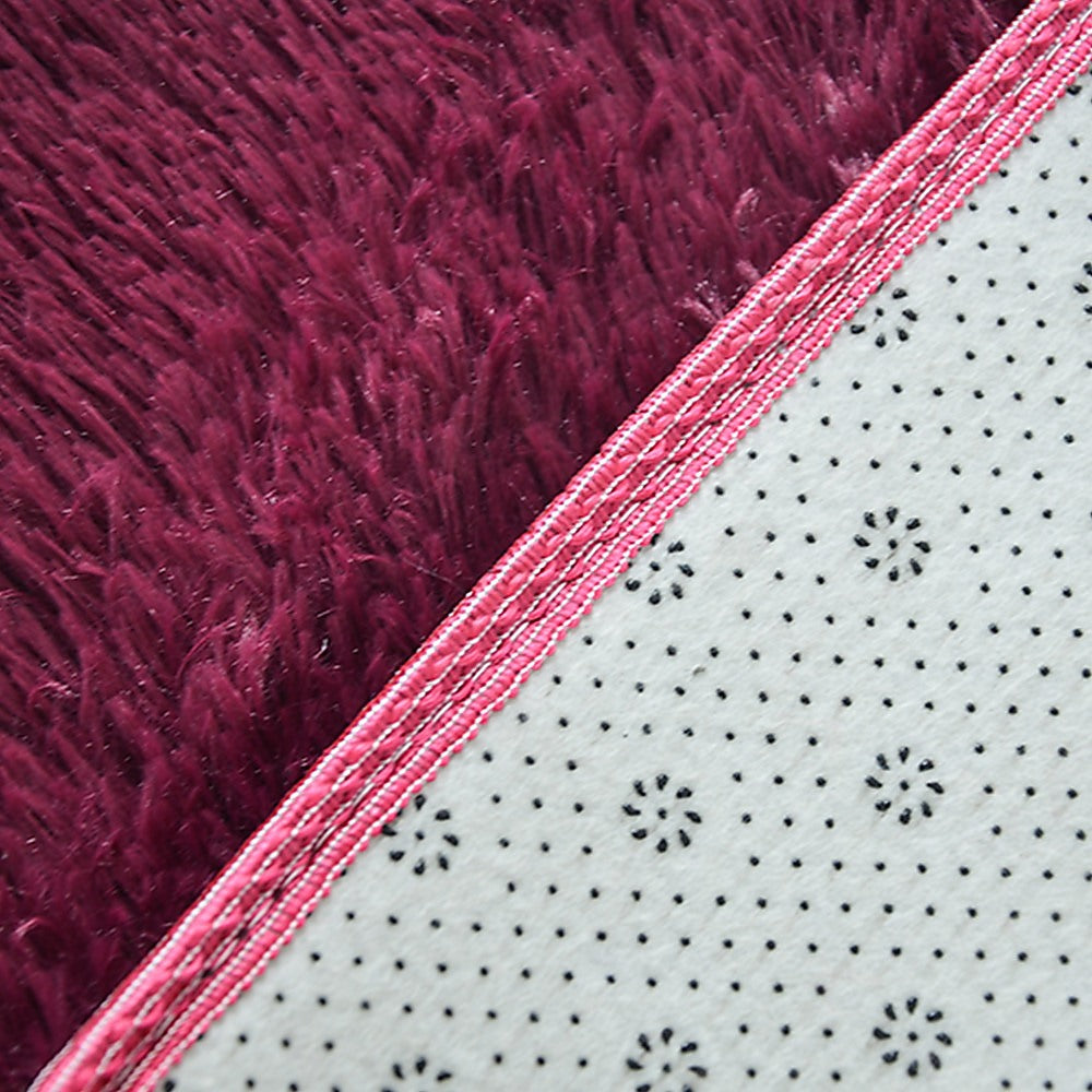 Floor Rugs: 200x140cm Floor Rugs Large Shaggy Rug Area Carpet Bedroom Living Room Mat - Burgundy