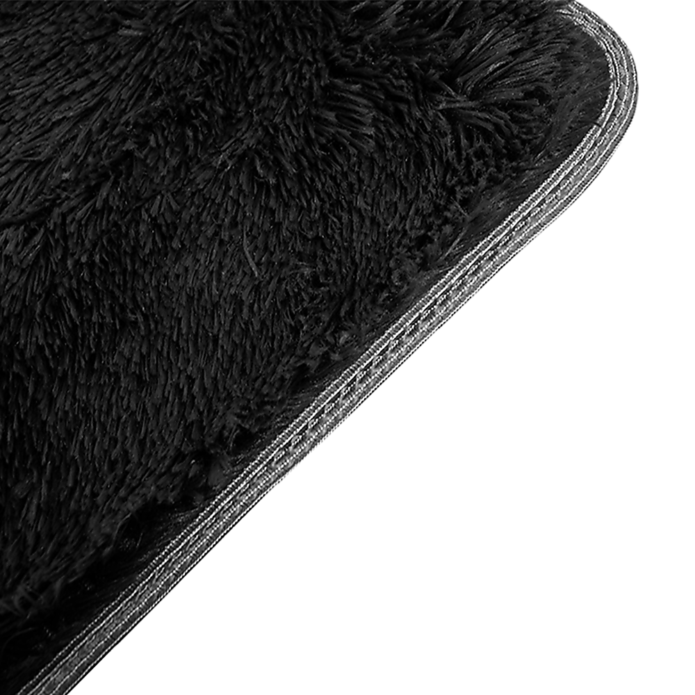 Floor Rugs: 200x140cm Floor Rugs Large Shaggy Rug Area Carpet Bedroom Living Room Mat - Black