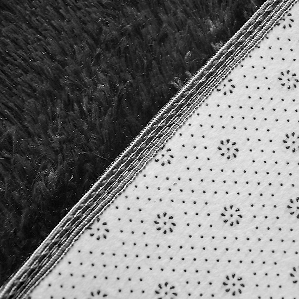Floor Rugs: 200x140cm Floor Rugs Large Shaggy Rug Area Carpet Bedroom Living Room Mat - Black