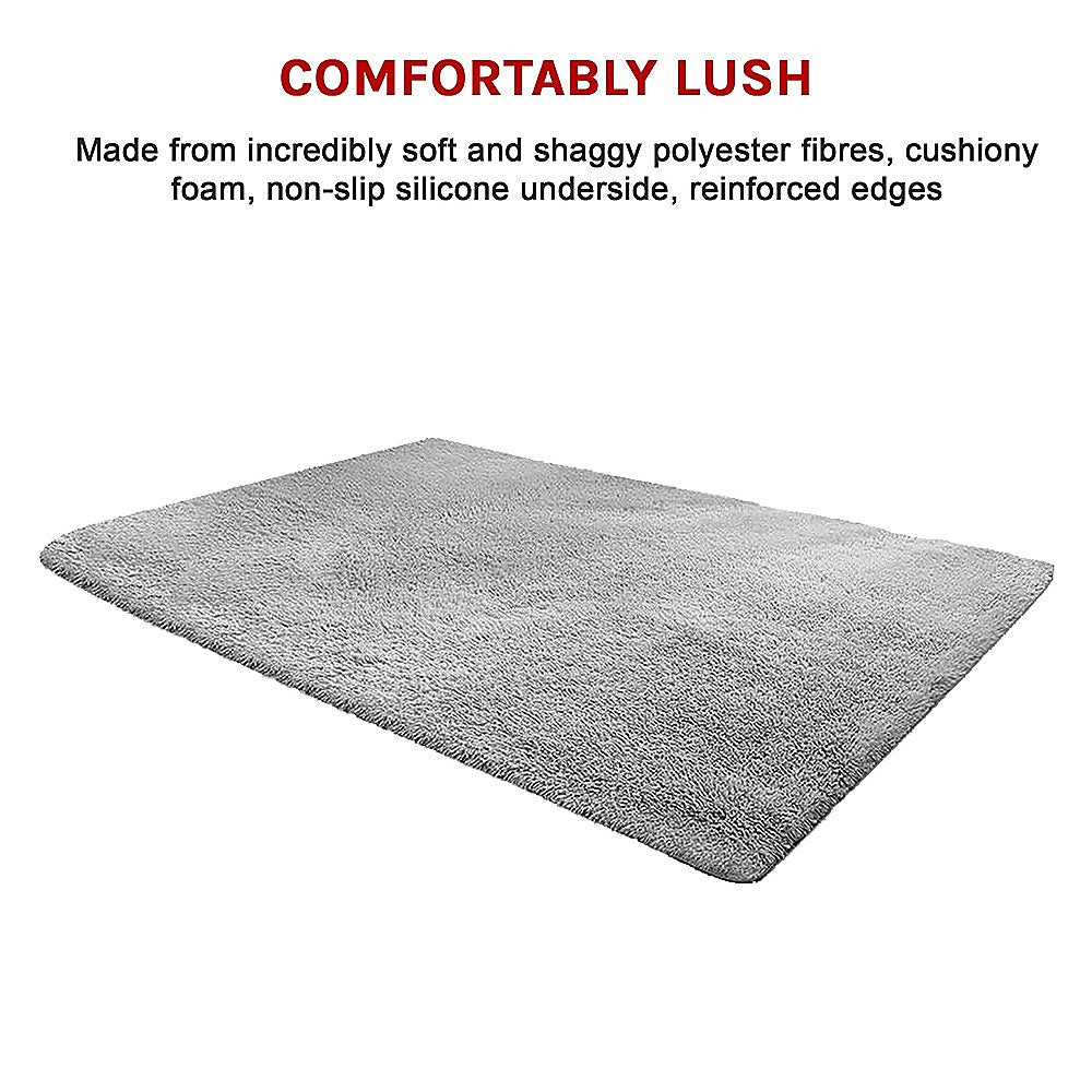 Floor Rugs: 230x160cm Floor Rugs Large Shaggy Rug Area Carpet Bedroom Living Room Mat - Grey