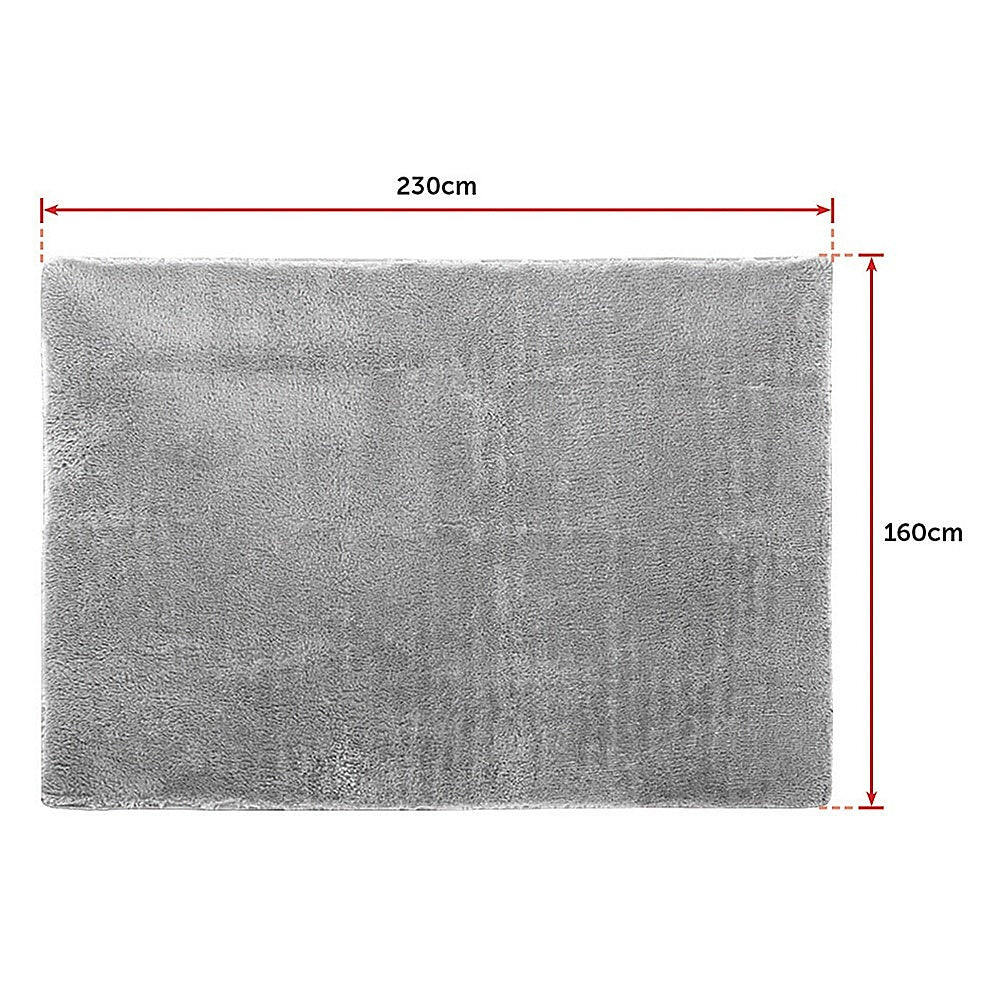Floor Rugs: 230x160cm Floor Rugs Large Shaggy Rug Area Carpet Bedroom Living Room Mat - Grey