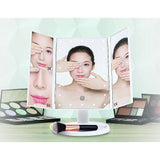 Makeup Mirrors: Makeup Mirror With LED Light Standing Mirror Magnifying Tri-Fold Touch